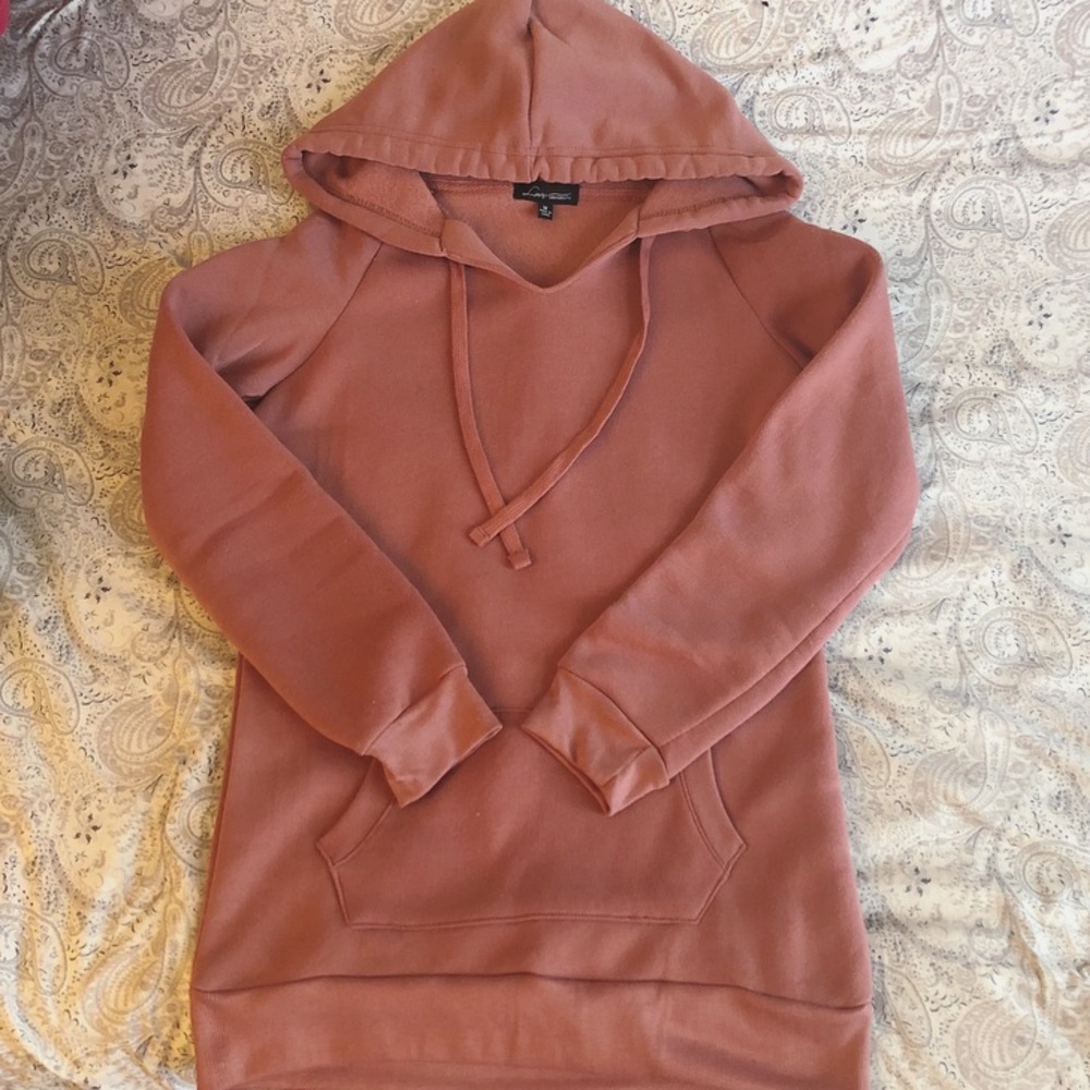 NWOT PEACHY PINK HOODIE DRESS